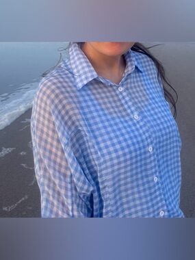 Light Blue Button-Up Shirt Woman’s Shirt